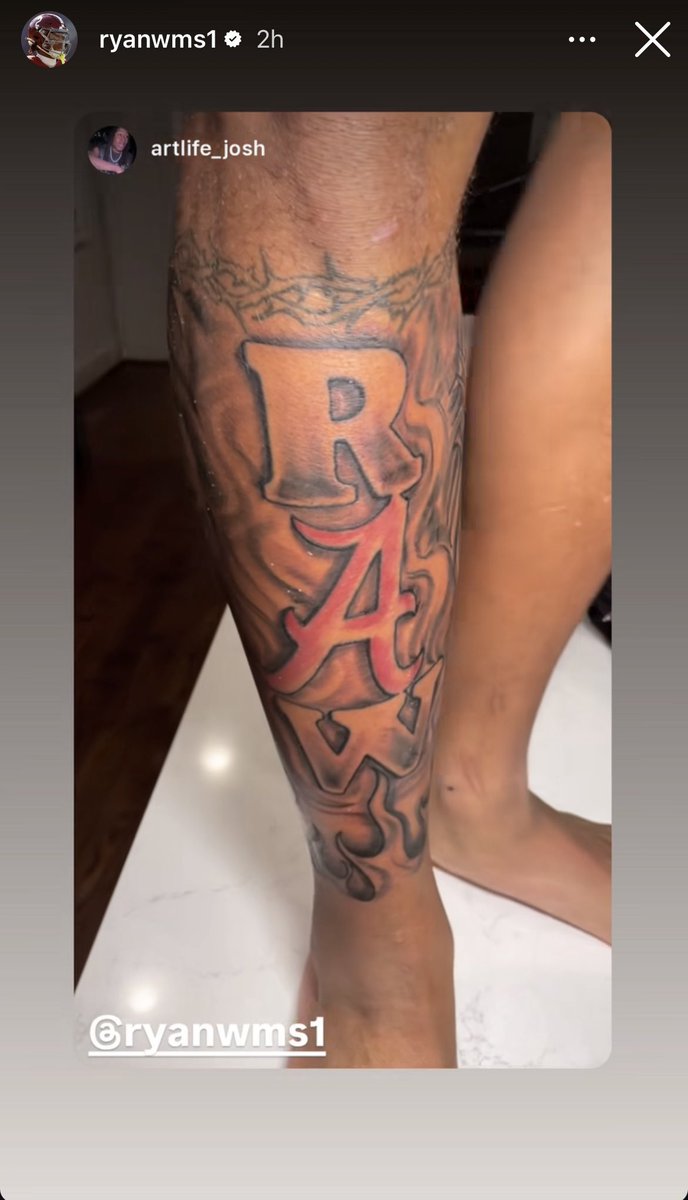 TheTide_net's tweet image. Ryan Williams' new tattoo🔥

#RollTide