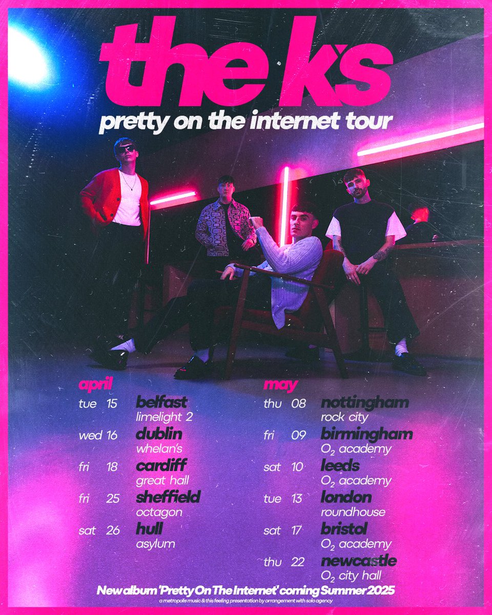 SO BUZZING to announce we will be heading out on our biggest ever tour next April/May. Preorder a copy of our new album “Pretty On The Internet” through the link below to get presale access to secure your tickets before they go on public sale. 🥹🩷

theks.tmstor.es