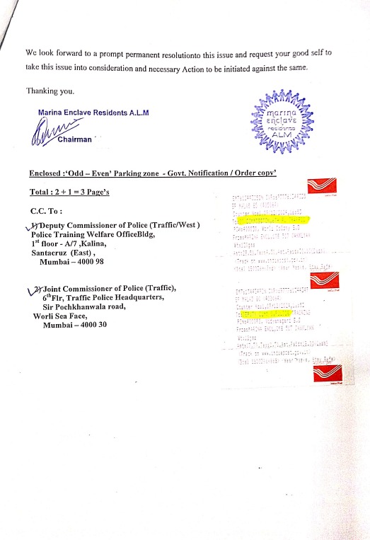 MarinaEnclave's tweet photo. Complaint regarding illegally parked 'Heavy &amp; Light Motor Vehicles' on the Marina Enclave Complex Road has been filed with Kandivali West Traffic Police Station. @CPMumbaiPolice @MTPHereToHelp @CMOMaharashtra. Please take action. https://t.co/u9nNKjA3MT