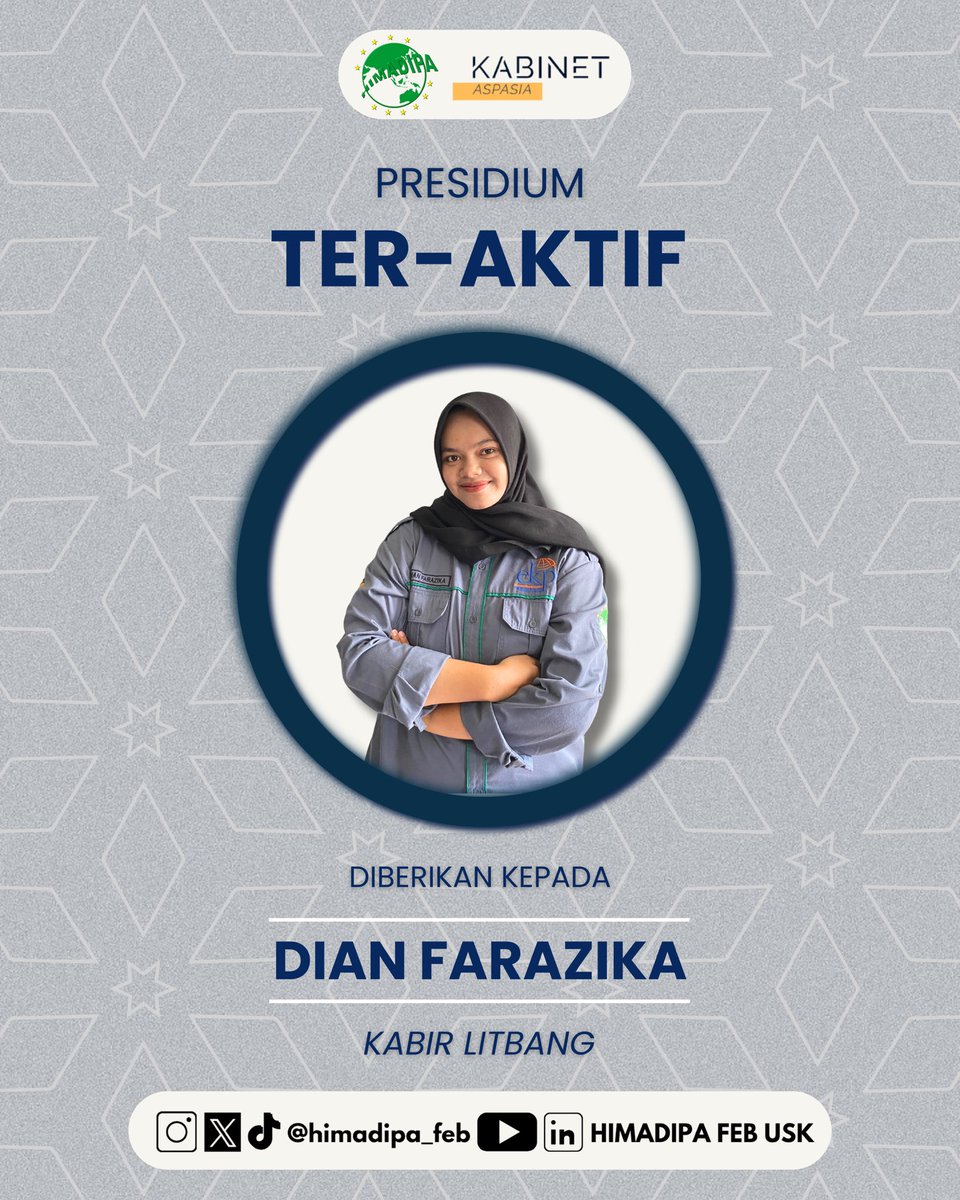 Himadipa_FEB's tweet photo. HIMADIPA Awards merupakan salah satu bentuk apresiasi dari Biro Kaderisasi kepada para pengurus yang turut aktif di divisi dan HIMADIPA.

Selamat kepada para Presidium yang terpilih menjadi Presidium Ter-Istimewa, Ter-Aktif dan Ter-Inovatif. https://t.co/9F3DPO9HG5