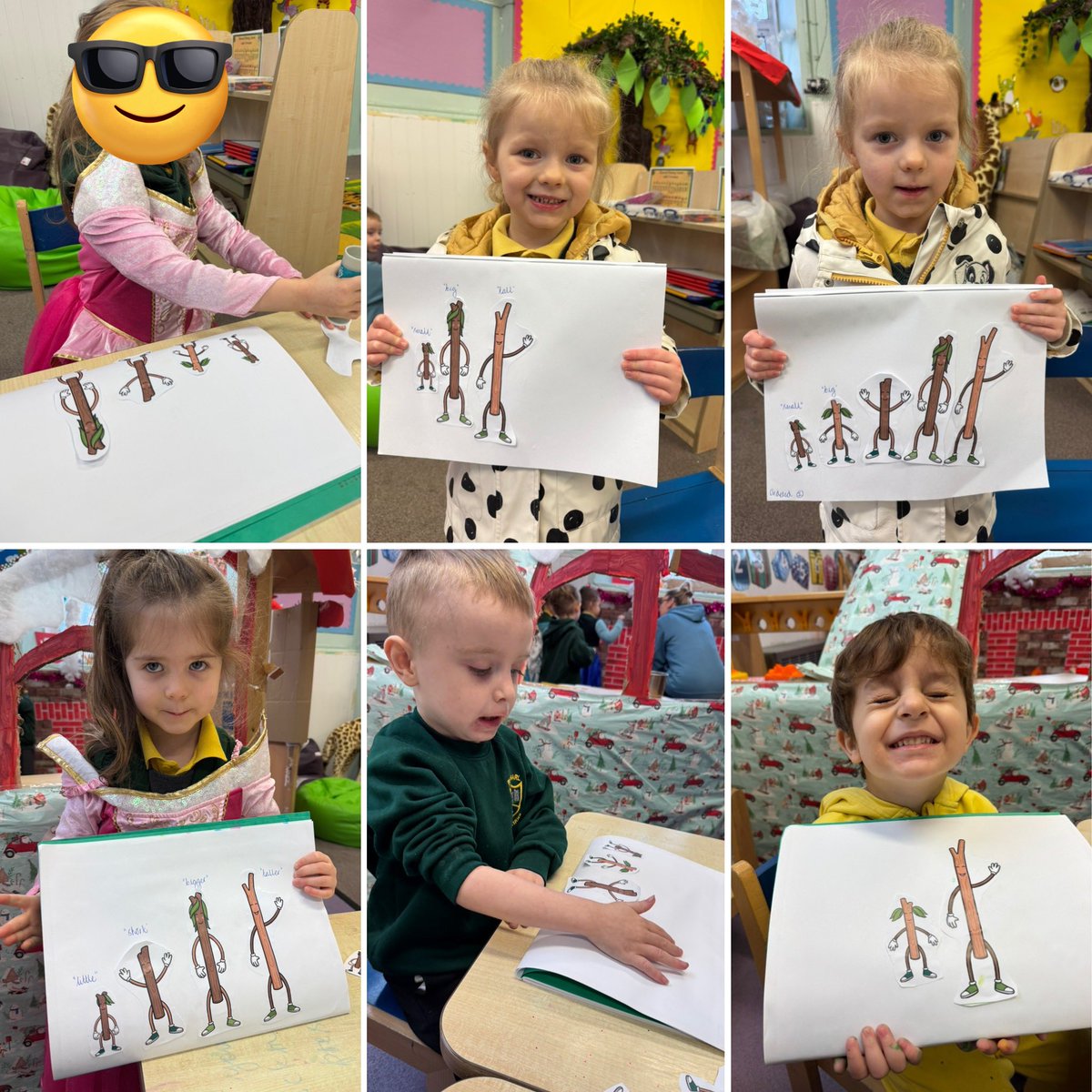 PlasmarlPrimary's tweet photo. 📏 @PlasmarlNursery ordered Stick Man characters by size. They did a fantastic job! We used language such as, ‘big’, ‘small’, ‘tall’, ‘bigger’, ‘tallest’ etc. Da iawn! #PlasNum https://t.co/J2JqoV4cBx