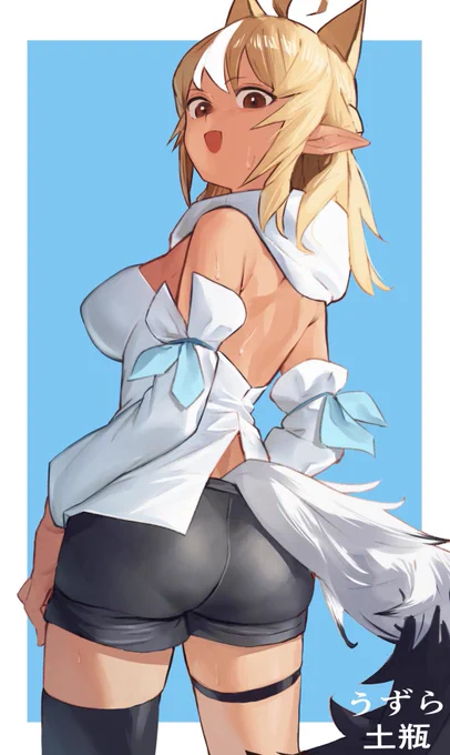 お尻を真剣に描いたらフブキちゃんのズボンの質感からかけ離れてしまったフブコスふーたんイラスト 