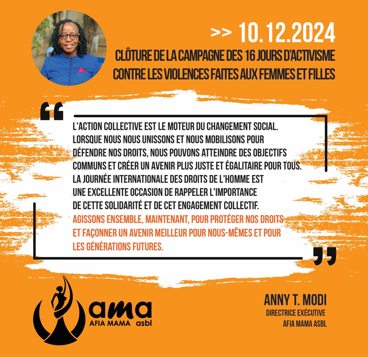 afiamama's tweet photo. Le message de Mme @annytenga de la clôture des #16JoursdActivisme qui coïncide avec la journée internationale #Droits_humains célébrée chaque 10 décembre.

@leonnie_kandolo   @Allemagne_RDC @SwedeninDRCongo @AlysonKingUK @unjhro @NLkinbrazza  @USAmbDRC @USAIDinDRC @UN_BintouKeita https://t.co/u1HqWwf5YP
