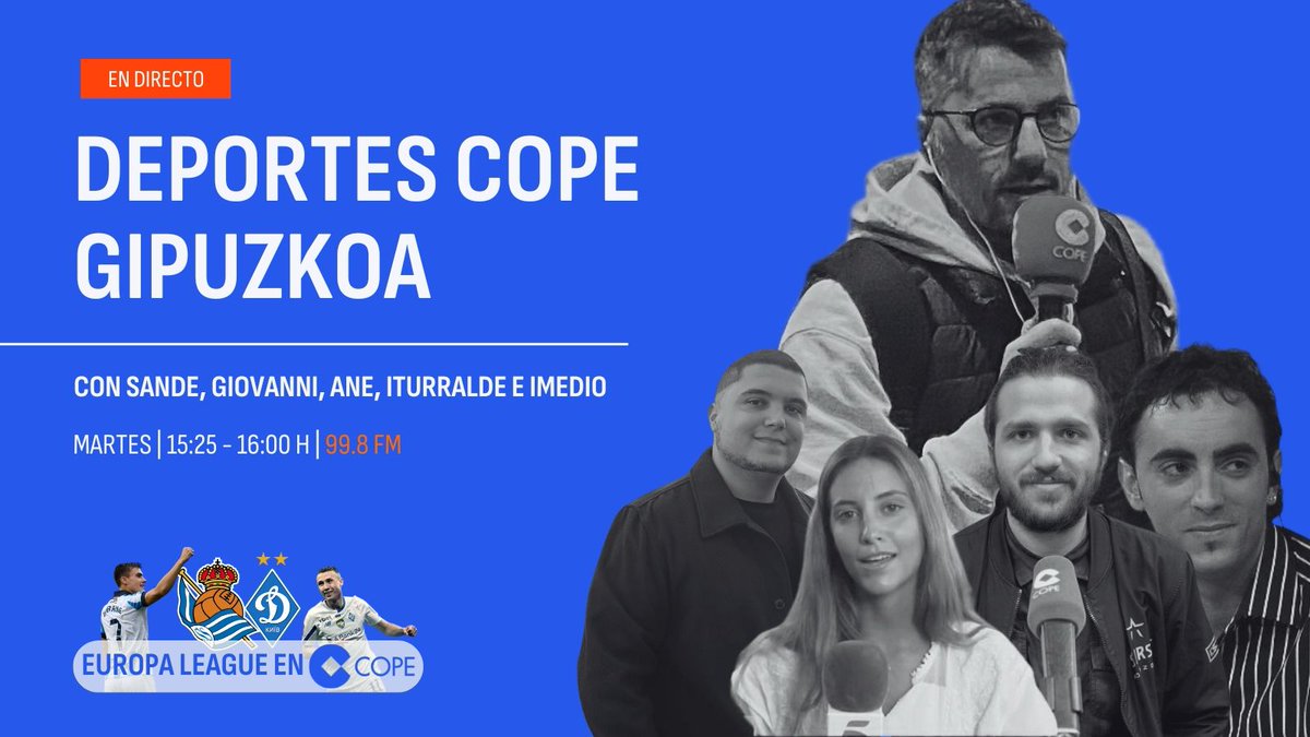 DCGipuzkoa's tweet photo. 📻😍 Prepárate para una nueva entrega de radio a las 15:25 h. Hoy con todos los que participan en #LaCharlaDeLaCOPE:  @MarcoASande, @Giobatista19, @pineiroane, @andershoffman y 
Óscar Imedio

💻📱 https://t.co/DdUMTCMSwg

🤳🏻 #ÁbreteaEscuchar https://t.co/frJwfkbA1s