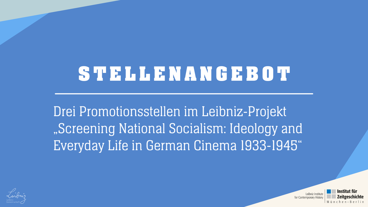 Jetzt bewerben! Ein spannendes neues Forschungsprojekt am #IfZ untersucht Spielfilme der NS-Zeit –  vergeben werden drei Promotionsstellen (ab Mai 2025). Mehr zu dem Gesamtprojekt und den Teilprojekten: ifz-muenchen.de/das-institut/s…