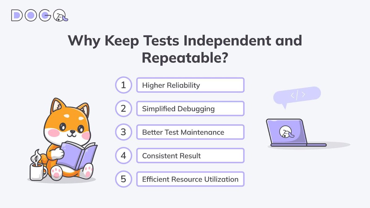 dogqio's tweet photo. π₯Β Why keep tests independent and repeatable?
Discover more software testing best practices in the DogQ blog.
#softwaretesting #testcases #qa #testing https://t.co/FuIz3kaW8h