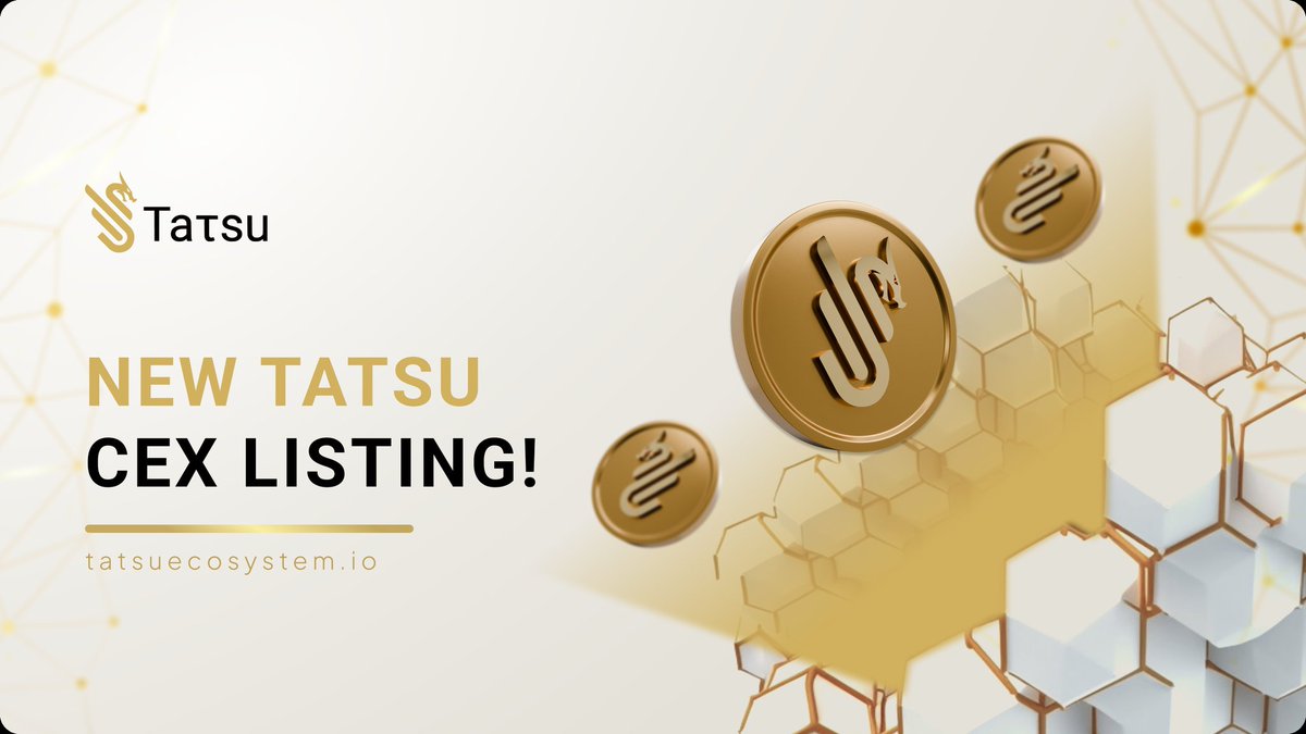 TatsuEcosystem's tweet photo. Taτsu's Market Expansion: Second CEX Listing Incoming!

🗓 DATE: December 18th
⏰ TIME: 10 AM UTC

We're thrilled to announce an upcoming milestone for $TATSU—our second CEX listing! After thoughtful preparation and considering the best strategy to expand our presence in the cryptocurrency market, we've decided it's the perfect time to introduce our project to a broader audience with a new listing. This move is set to significantly boost our visibility among investors, enhance our liquidity, and further establish our brand in the blockchain ecosystem.

While we are keeping the details under wraps for now, we can share that this new exchange ranks higher on the official @CoinMarketCap list of centralized exchanges compared to our first listing on #MEXC. 👀

To make this occasion even more exciting, we're planning a community competition where members will have the opportunity to guess which exchange we're listing on and win prizes. It's a fun way for our community to engage and share in our success. Stay tuned for more details on our upcoming listing.
#Bittensor $TAO