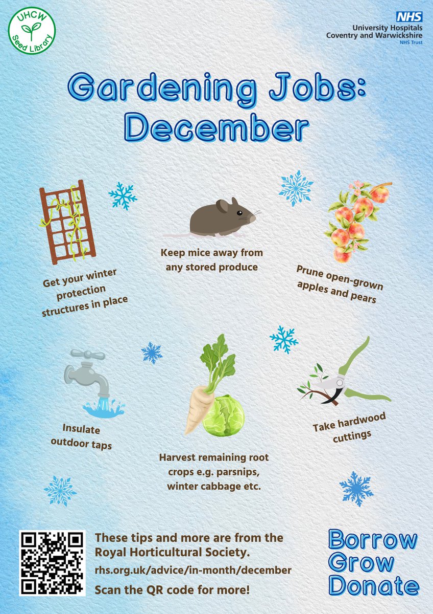 The #UHCWSeedLibrary may have quietened down for winter, but that doesn't mean there isn't anything to do in your garden! Each month, we've been sharing gardening jobs from <a href="/The_RHS/">The RHS</a> at the seed library stand. Here's what you could be doing in December!