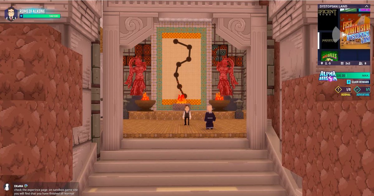 FalkoRoman's tweet photo. Exploring the mystical Temple Hall in Dystopian Land in @TheSandboxGame. Ancient secrets or future tech? You decide! 🏛️🔮 https://t.co/36pjH8V83B #TheSandbox #AlphaSeason4 #AS4SocialChallenge https://t.co/IQCDmZHUXV
