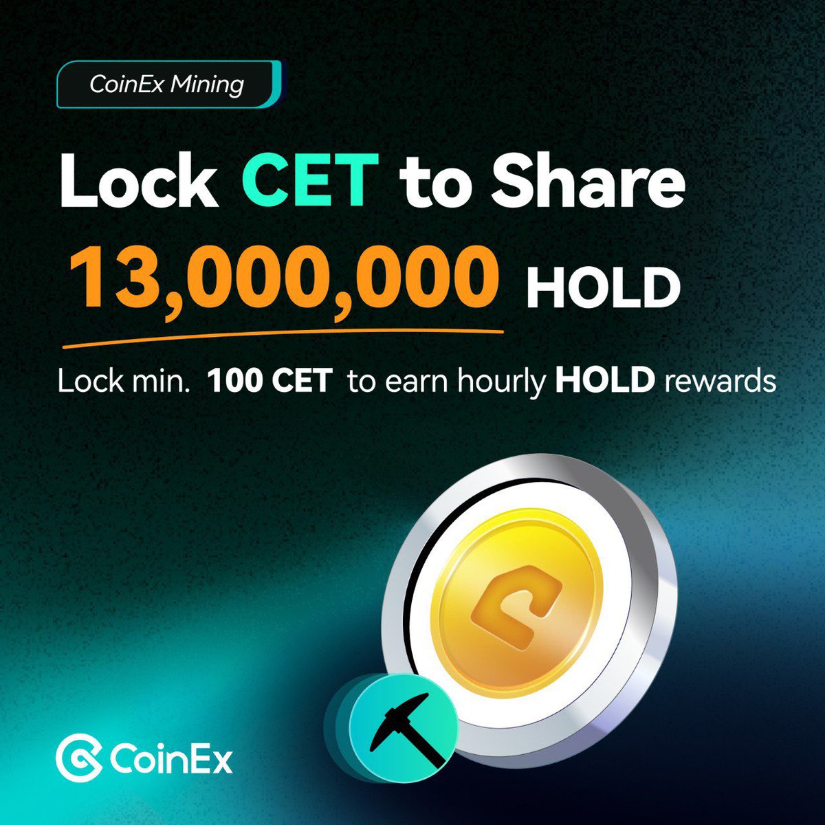 🚨 CoinEx Mining Alert! 🚨

💎 Lock $CET, Earn $HOLD💎
🔥 13,000,000 $HOLD up for grabs exclusively for CoinEx users🫵

📅 Event Date:
⛏️ Mining Period: Dec 11 - Dec 16, 2024
🔑 How to Join:
✔️ Start with just 100 $CET
✅Start mining $HOLD for free here📲:
coinex.com/s/41KF