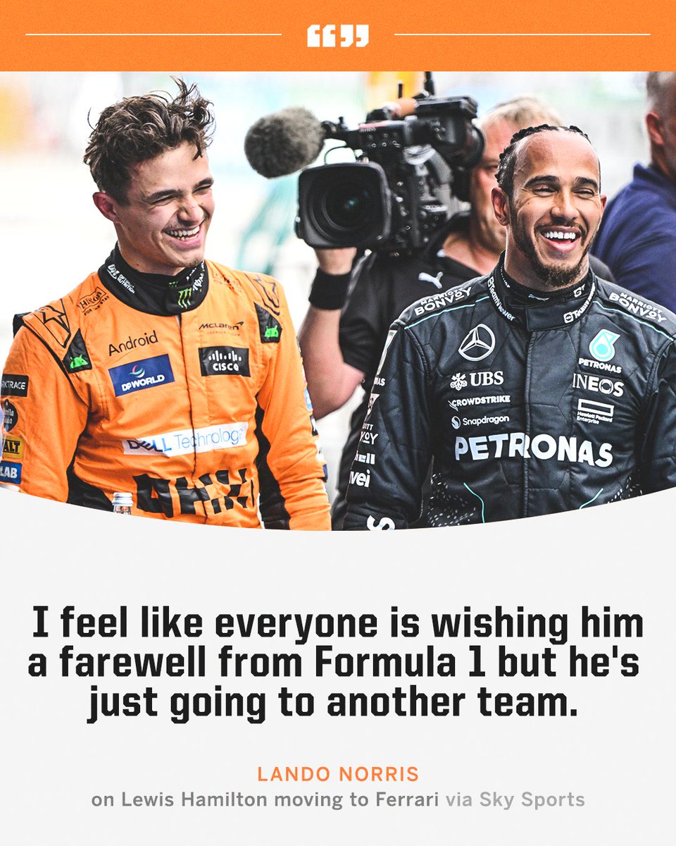 ESPNF1's tweet photo. Lando reminding everyone Lewis isn't leaving F1 😅 https://t.co/03r9HMMQwY