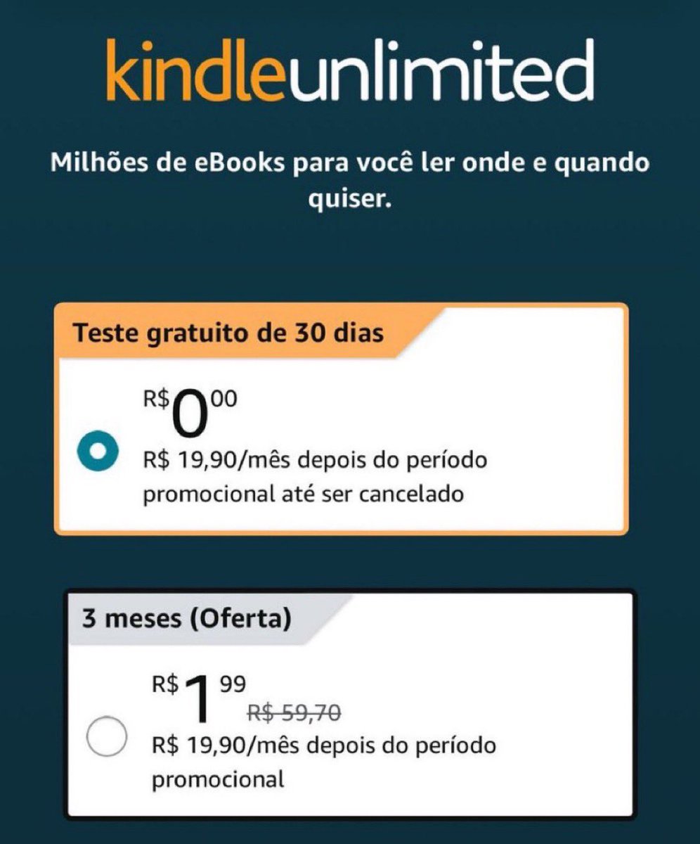 promodebooks's tweet photo. FUNCIONANDO EM CONTAS SELECIONADAS, TESTEM! 🗣️

🚨 3 MESES de Kindle Unlimited por R$1,99!

📚 https://t.co/VUAZ6se3Tw
📚 https://t.co/VUAZ6se3Tw https://t.co/p3kDLCkmBy