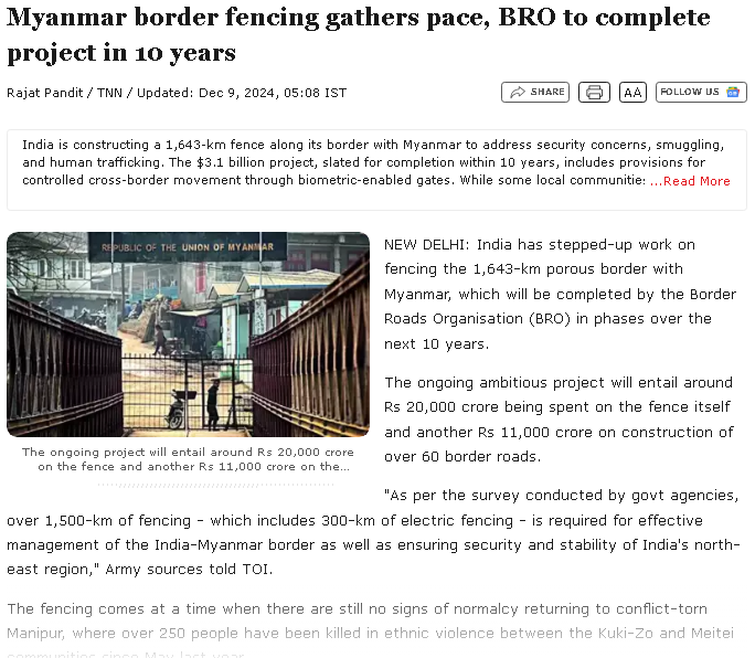 harryminat1's tweet photo. Fencing the Myanmar border is key to stopping illegal infiltration &amp; drug smuggling

It also addresses Manipur's unrest by curbing cross-border tensions and securing India’s northeastern frontier

A vital step for stability and safety #BorderSecurity #Manipur https://t.co/eGCHCqueAe