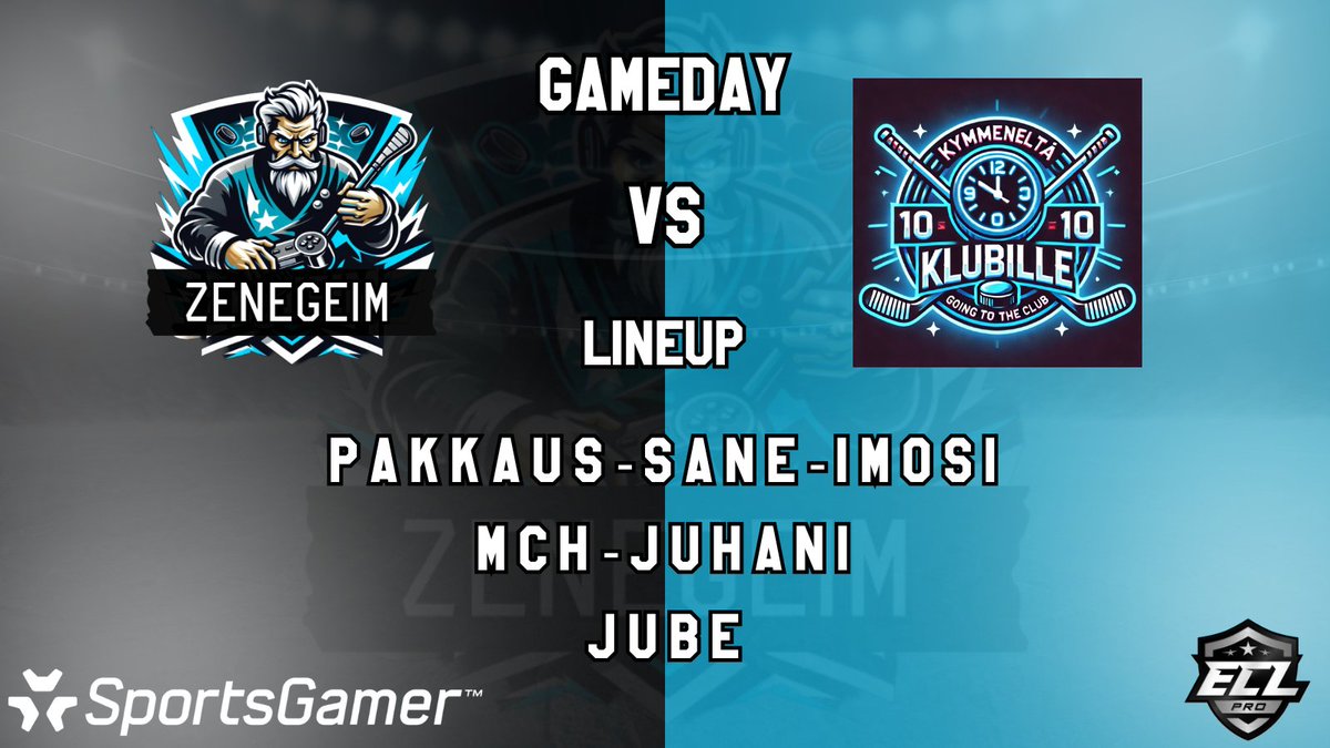 #GameDay (11/15) 

🆚Kymmenelta Clubille
🕙21cet 
🎙️<a href="/twitchmkine/">mkine</a>
📺twitch.tv/mkine

#ECL25Winter
<a href="/SportsGamerGG/">SportsGamer</a>
#KouvolanLakritsi 
#eHockey