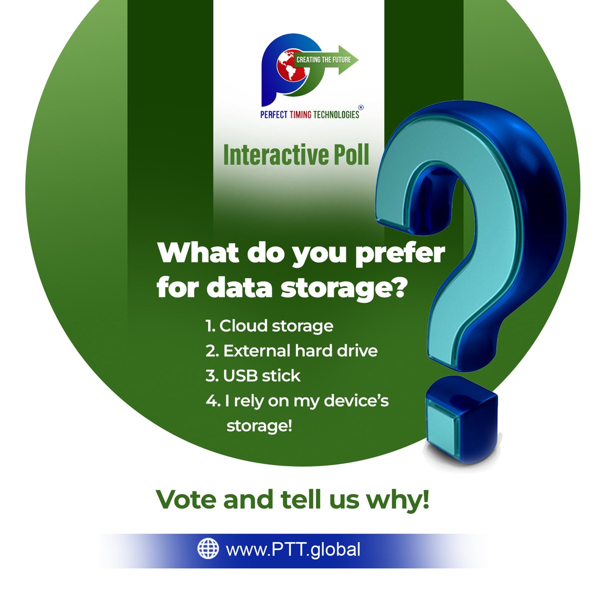 pttglobal's tweet image. Have your say! Participate in our interactive poll and share your thoughts on today’s tech question. Your opinion matters at Perfect Timing Technologies!

#PerfectTimingTechnologies #InteractivePoll #TechInsights #StayInformed #DigitalWorld #BusinessTech #Innovation