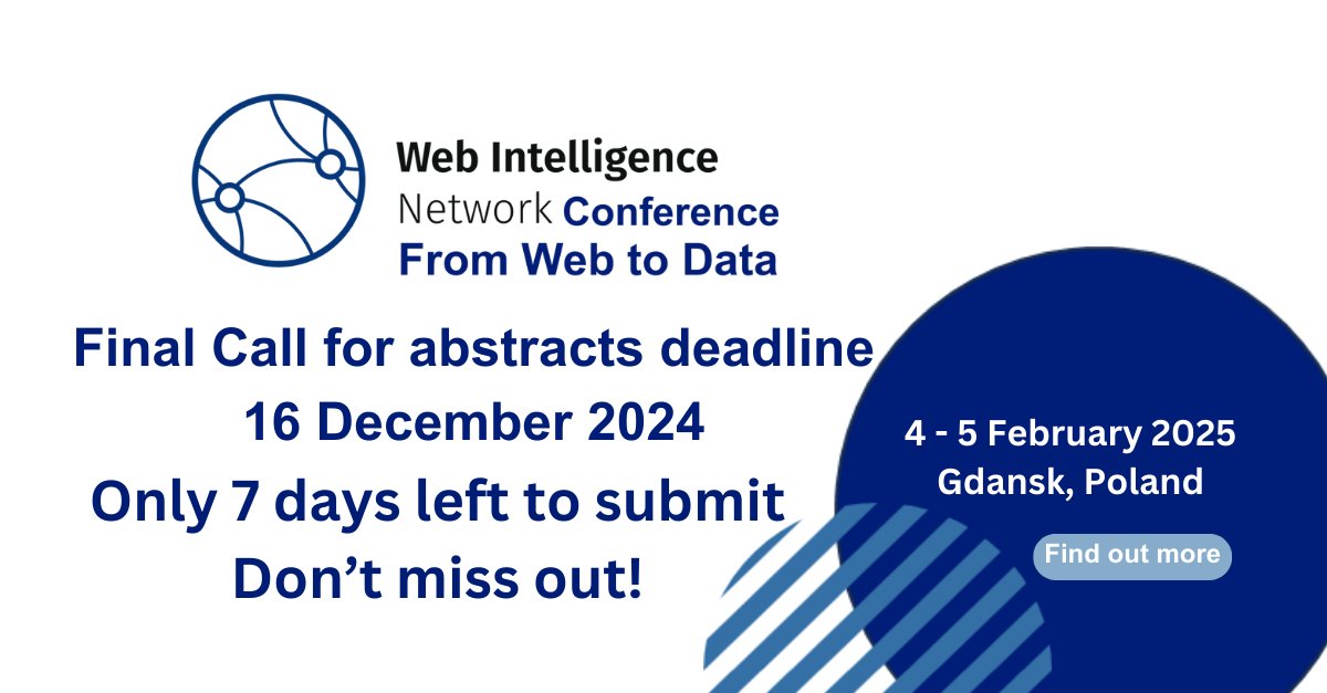 ESSnet - Web Intelligence Network (WIN) (@essnetwin) on Twitter photo win2025.stat.gov.pl/Abstracts
#DataScience #Newdatasource #ESS #BigData #statistics #Eurostat #data #AskEurostat
<a href="/EU_Eurostat/">EU_Eurostat</a>, <a href="/EU_EMOS/">EMOS</a>, <a href="/istat_en/">Istat</a>, <a href="/IAOS_Stat/">International Association for Official Statistics</a>, <a href="/RoyalStatSoc/">Royal Statistical Society</a>, <a href="/UNECE/">UNECE</a>, <a href="/UNStats/">UNStats</a>, <a href="/DSSGxUK/">DataScienceForSocialGoodUK</a>, <a href="/DataFGood/">DataForGood</a> win2025.stat.gov.pl/Abstracts
#DataScience #Newdatasource #ESS #BigData #statistics #Eurostat #data #AskEurostat
<a href="/EU_Eurostat/">EU_Eurostat</a>, <a href="/EU_EMOS/">EMOS</a>, <a href="/istat_en/">Istat</a>, <a href="/IAOS_Stat/">International Association for Official Statistics</a>, <a href="/RoyalStatSoc/">Royal Statistical Society</a>, <a href="/UNECE/">UNECE</a>, <a href="/UNStats/">UNStats</a>, <a href="/DSSGxUK/">DataScienceForSocialGoodUK</a>, <a href="/DataFGood/">DataForGood</a>