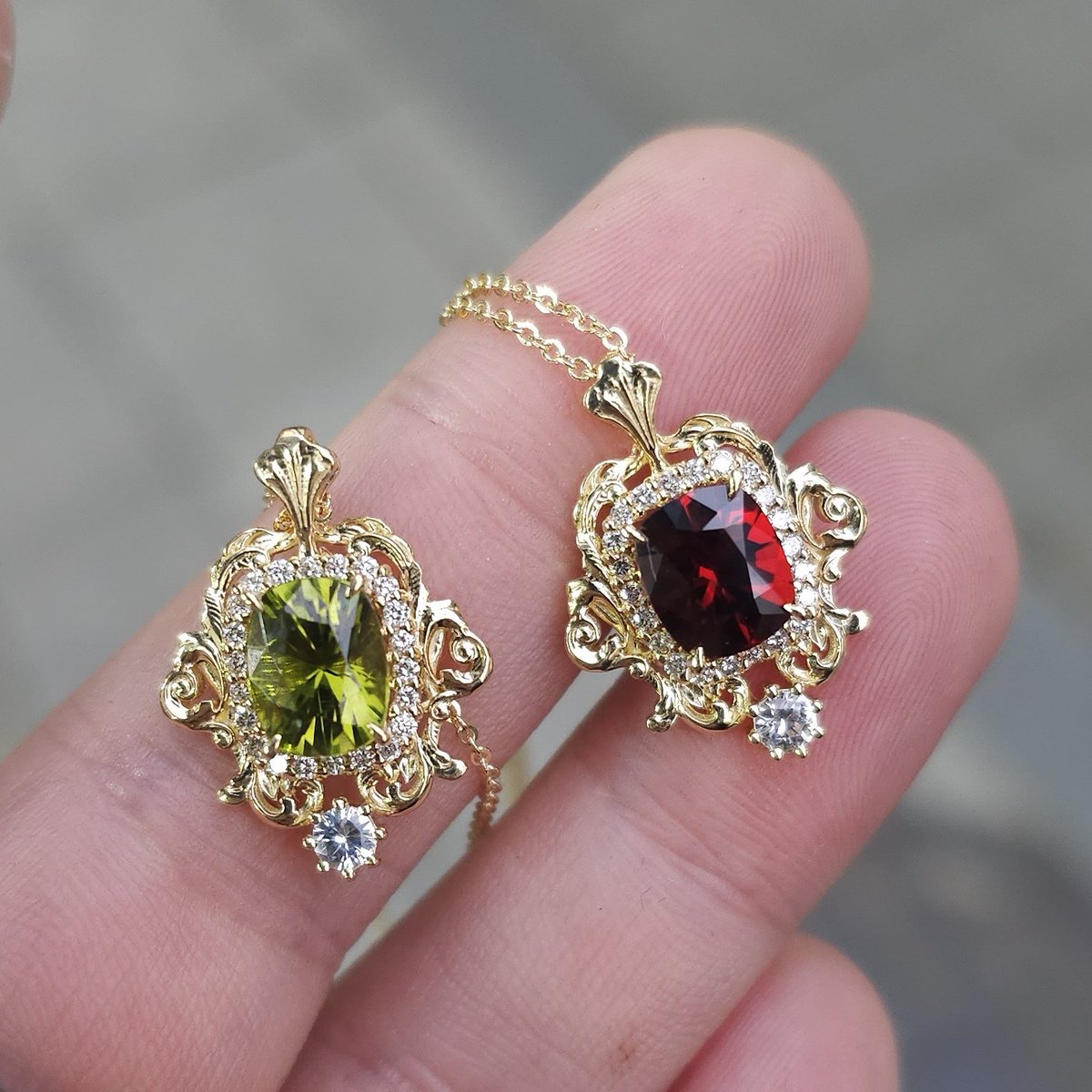 페리도트 &amp; 가넷 펜던트 제작 완료했습니다 :>
