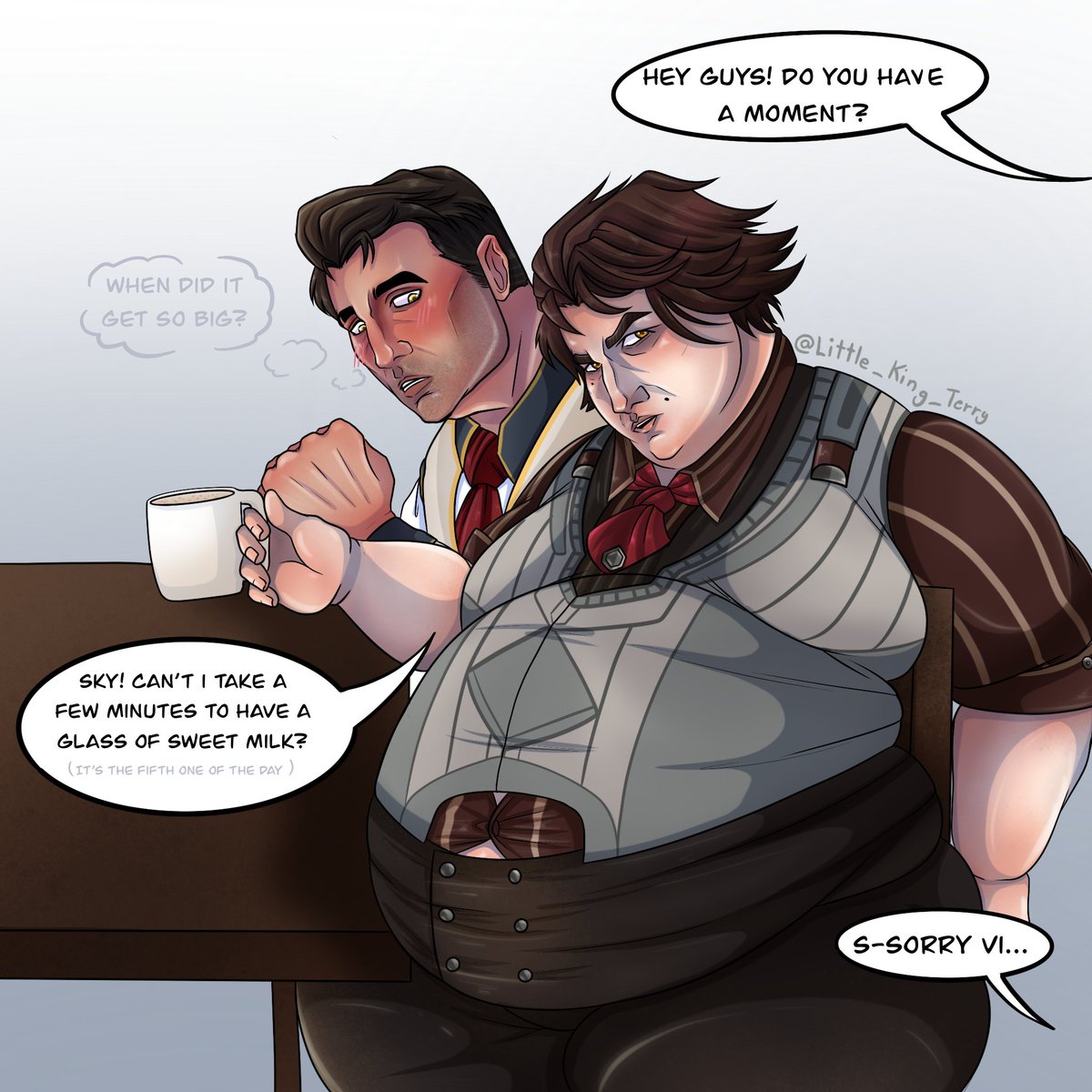 LittleKingTerry's tweet photo. Breaks aren't common for Viktor, but ever since his mate Jayce offered him an upgraded version of his favorite sweet milk, Viktor hasn't passed up any opportunity to take a break and drink some in the company of Jayce...
#ChubbyViktor #ChubbyJayvik https://t.co/l2304Sg2Oz