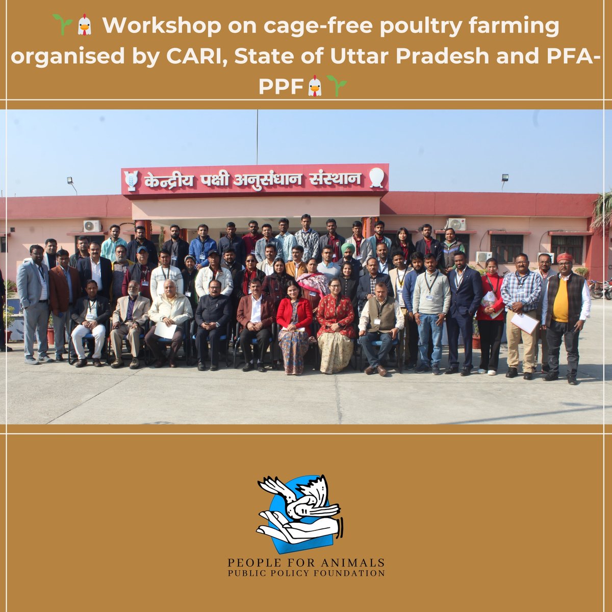 PFAppf's tweet photo. 🌱 Workshop on Cage-Free Poultry Farming Held at CARI 🌱

📍 Bareilly, Uttar Pradesh | 10th December 2024

A landmark workshop at the Central Avian Research Institute (CARI) united farmers, scientists, and policymakers to promote cage-free poultry farming.

#CageFreeFarming https://t.co/7cqUyluZJ8