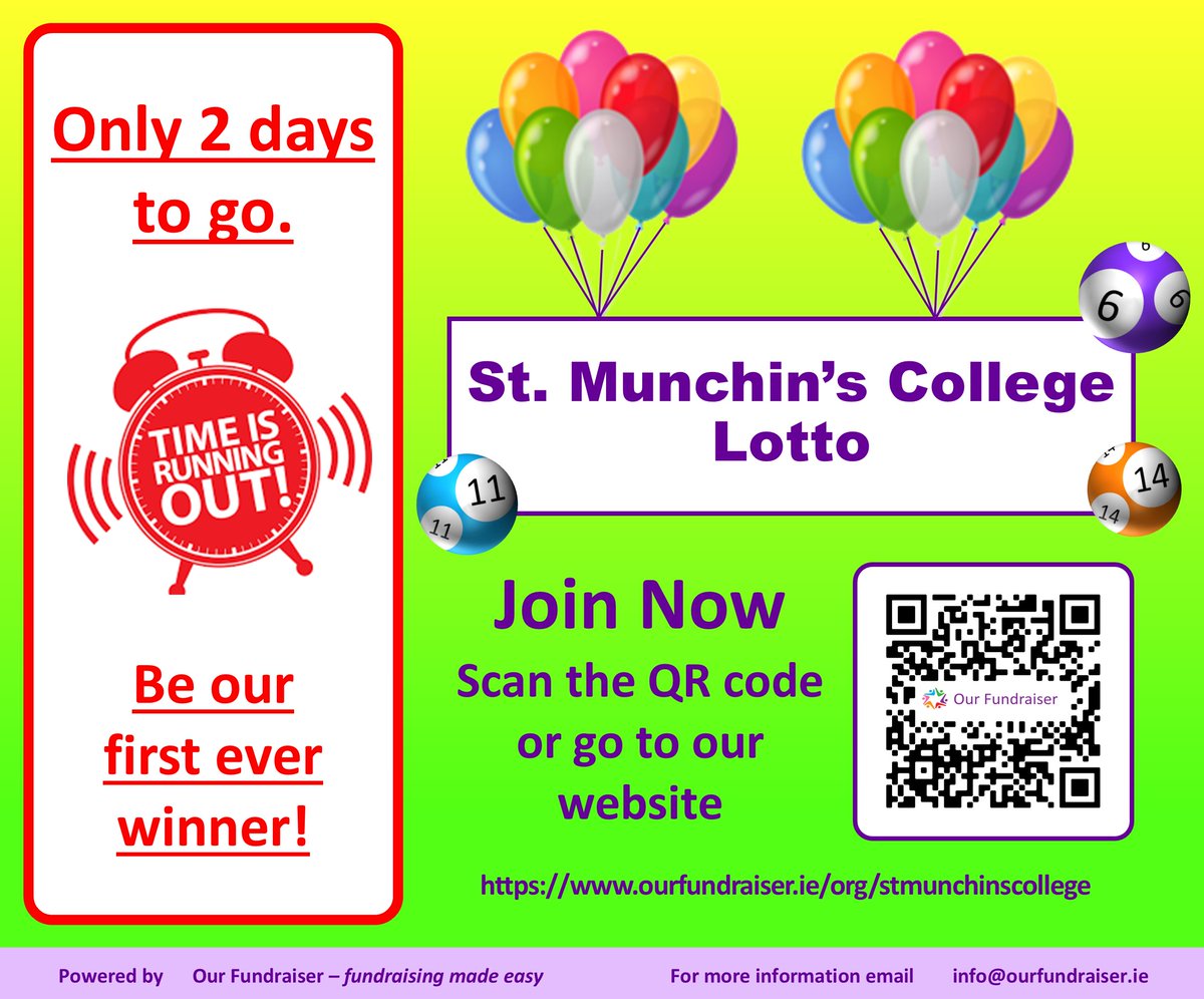 St Munchin's College (@stmunchins) on Twitter photo 2 days to go to our Lotto draw! Your support is always appreciated :) Spread the word
ourfundraiser.ie/org/stmunchins… 2 days to go to our Lotto draw! Your support is always appreciated :) Spread the word
ourfundraiser.ie/org/stmunchins…