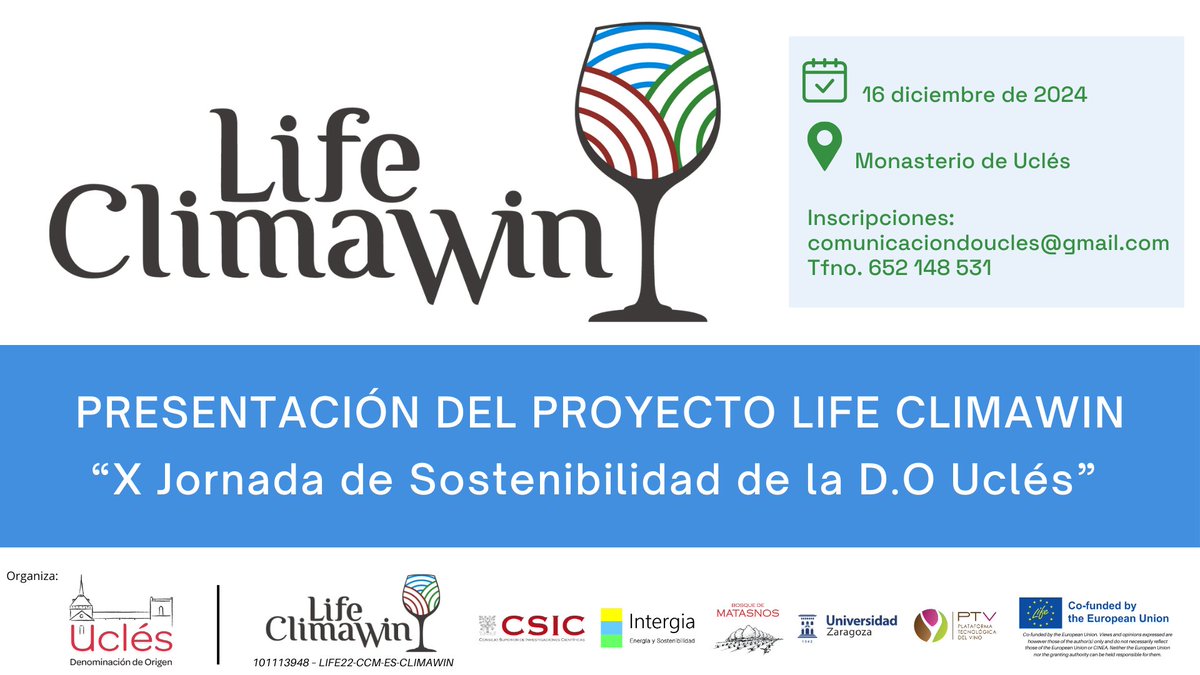 ICB_CSIC's tweet photo. 📌Presentación del proyecto #LIFECLIMAWIN, enmarcado en las X Jornadas Técnicas organizadas por la @VinosdeUcles 

🧑‍🔬Participa nuestro grupo de investigación #GIDEF

🍷 Una iniciativa de @PT_Vino financiada por @LIFEprogramme 

#CambioClimático #Vino #Sostenibilidad #Innovación https://t.co/8N1Lq3yhZK