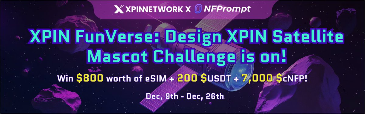 🚀 Big News! We're teaming up with <a href="/nfprompt/">NFP</a> for an exciting new event! 

🔗 Join the Fun Here: nfprompt.io/acts/votes?id=…

🎨 XPIN FunVerse: Design Our Satellite Mascot!
We’re inviting YOU to get creative and design XPIN’s official satellite mascot using NFP's powerful AI design