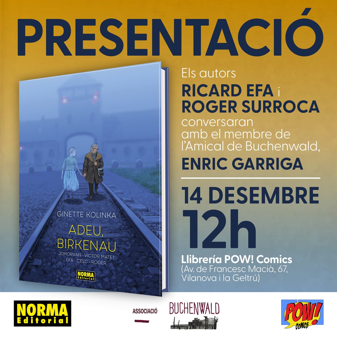 Aquest dissabte a les 12 del migdia ens visiten @Ricardefa i <a href="/SurrocaR/">R.Surroca</a> a presentar #AdeuBirkenau #AdiosBirkenau publicat per <a href="/NormaEditorial/">Norma Editorial</a> <a href="/NormaEdEnCatala/">NormaEdEnCatala</a> ,conduirà l'acte <a href="/egarriga/">Enric Garriga</a> , membre de <a href="/DeBuchenwald/">Amical de Buchenwald</a>