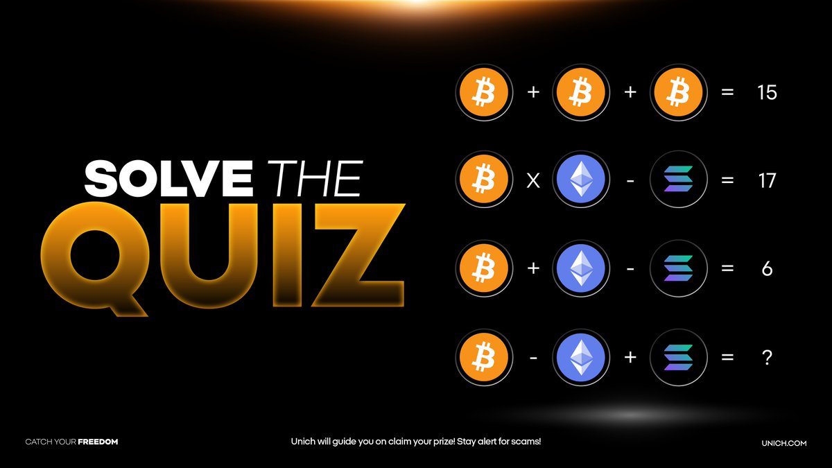 unich_com's tweet photo. Big market correction???👉No stress - you've still got loads of chances to bag free profits with #Unich events!💸

To enter: 
1️⃣RT + Follow @unich_com
2️⃣Tag 3 friends
3️⃣Solve the QUIZ in pic!

1 $SOL continues for 5 lucky winners! We’re sure the rewards pool won’t be reduced, no matter market fluctuations! 💪

#CryptoOTC #Giveaway