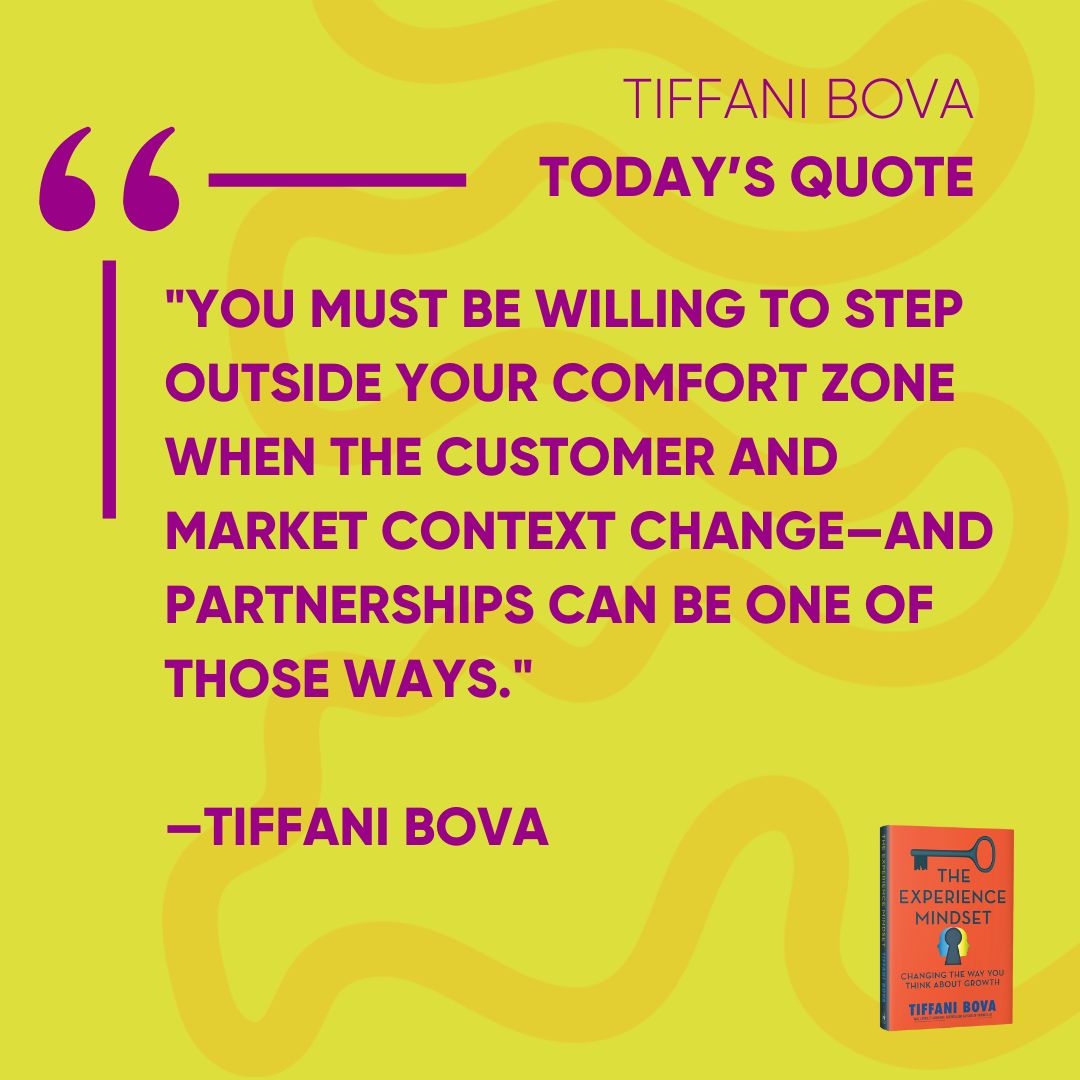Tiffani_Bova's tweet image. "You must be willing to step outside your comfort zone when the customer and market context change—and partnerships can be one of those ways." —Tiffani Bova

#comfortzone #changeisgood #customer #partnerships #tiffanibova