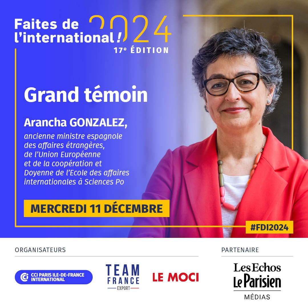 CCI_Paris_IdF's tweet photo. 🌍 Vous souhaitez conquérir de nouveaux marchés ou renforcer votre présence à l'#international ? Ne manquez pas Faites de l'international #CCI_Paris_IdF 
🗓️11/12⏲️15h-22h
Grand témoin : @AranchaGlezLaya 
Programme &amp; inscription👉https://t.co/6akDJvD65G
#FDI2024
@EchosParisien_M https://t.co/Jl8KE6EtTQ