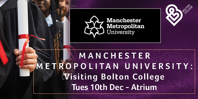 BoltonCollege's tweet image. Bolton College Student!

Debra from @ManMetUni is at Bolton College today in the Atrium, 10am-3pm. 

Get advice on courses, campus life, and your next steps. Don’t miss this chance to explore your uni options!

#ManMet #BoltonCollege #UniversityBound