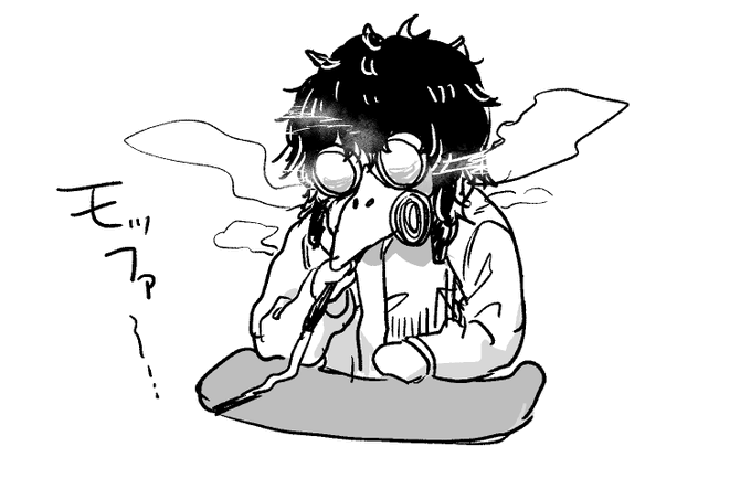 友人がカメラつけて「これで配信しようかな」と言い出し、ペストマスクとゴーグルをしたままシーシャ吸い始めて笑った 