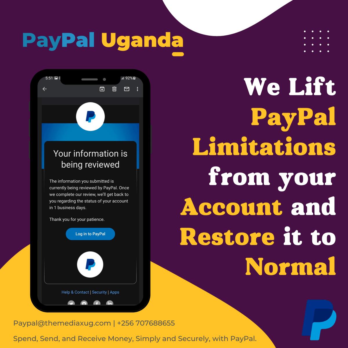 payvirtualug's tweet image. 🚨 Struggling with PayPal Limits? 🚨

We specialize in resolving PayPal limitations quickly and efficiently. Get back to seamless transactions today!

📩 DM us or WhatsApp +256 707688655 | 0784155292 for assistance.

#PayPalHelp #PayPalUganda #ResolveLimits #paypaluganda