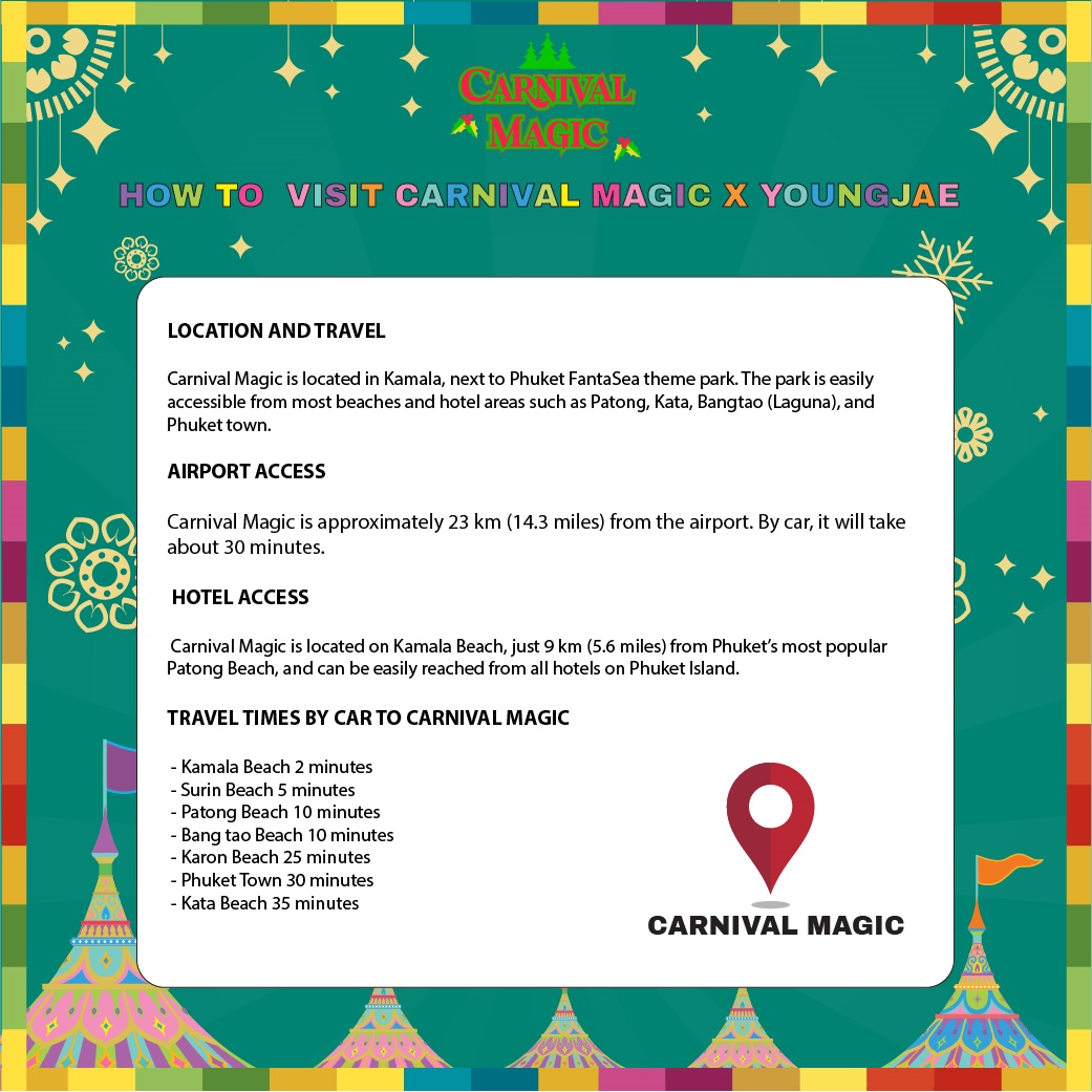 CarnivalMagicTH's tweet photo. เดินทางมา CARNIVAL MAGIC  ไม่ได้ยากอย่างที่คิด! แล้วมาเที่ยวกันเยอะ ๆ นะ เรารอทุกคนอยู่ 

#CARNIVALXMASMAGIC #CARNIVALMAGIC #PHUKET #THAILAND

#ยองแจ #ยุนซอบิน #คาร์นิวัลเมจิก #คาร์นิวัลเมจิกภูเก็ต #ภูเก็ต #ประเทศไทย #ท่องเที่ยว #ศิลปินเกาหลี #คริสต์มาส2567 #ปีใหม่ #ปีใหม่2568 #ความสุข #ที่เที่ยวปีใหม่