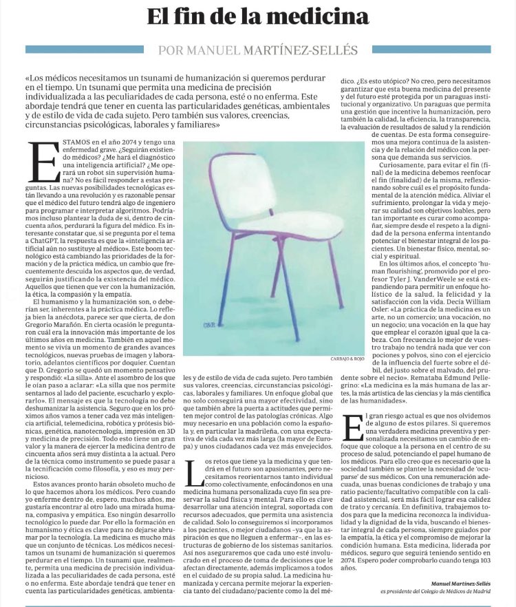 El fin de la medicina <a href="/MMSelles/">Manuel Martínez-Sellés</a>  en <a href="/abc_es/">ABC.es</a> <a href="/Icomem_Oficial/">ICOMEM</a>