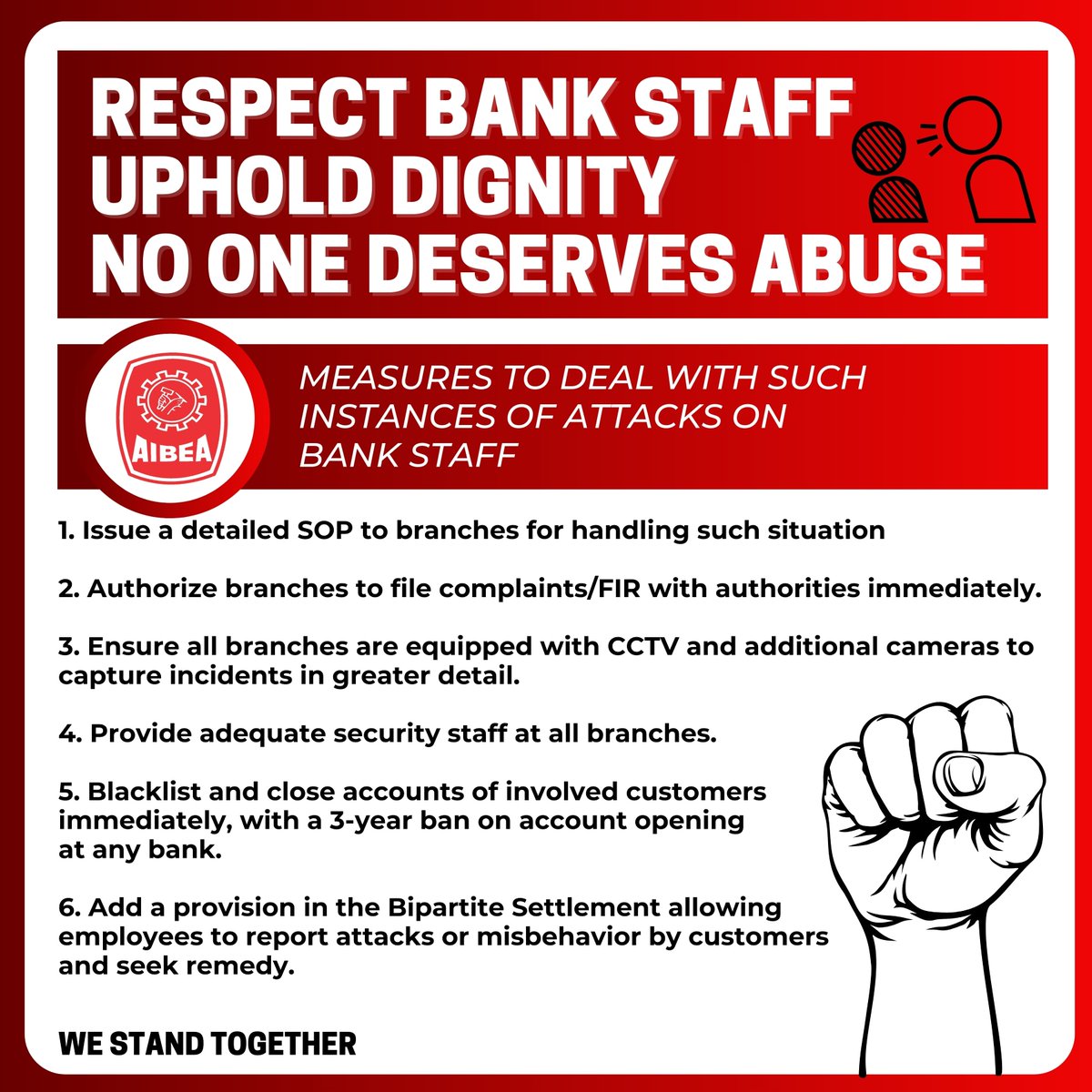ChVenkatachalam's tweet photo. @ChiefIba @DFS_India
@nsitharamanoffc
@nsitharaman

Respect Bank Staff
Uphold Dignity
No one Deserves Abuse
#AIBEA https://t.co/bmA2xt4XWY