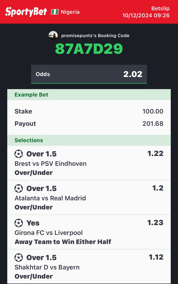 BIG WINS ALERT! 🚨⚽️🍀

1K ODDS: AC04C95
69 ODDS (CORNERS): 67E65F2
BET OF THE DAY: 87A7D29

BET RESPONSIBLY 🔞

Join us for DAILY FREE TIPS and BOOM DAYS! ( T.me/promisepunts )

<a href="/Boochi_dgreat/">BOOCHI TIPS</a> <a href="/Kingkuti_/">👑 Daddy Fernandes 👑 🇳🇬🇲🇽🇨🇦</a> 
 <a href="/pbtips_/">PROFESSIONAL BETS TIP 👀</a> <a href="/holardamolar/">DAMOLA 🏀⚽️ ⚾️🔞</a>
