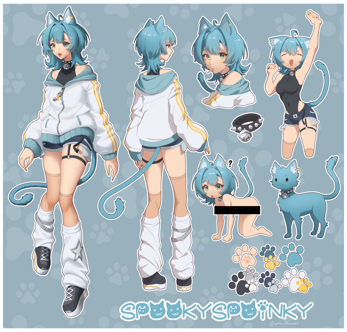 W-what the, Guess I'm.... Human? Huh well then. 

Hey there I'm Spooky! I'm a blue haired cat girl, always sleepy and feisty :3 I tend to transform into my normal self at night but during the day I'm this girl so uh HI HELLO!

(🎨~ <a href="/placebooobs/">bo!</a> )