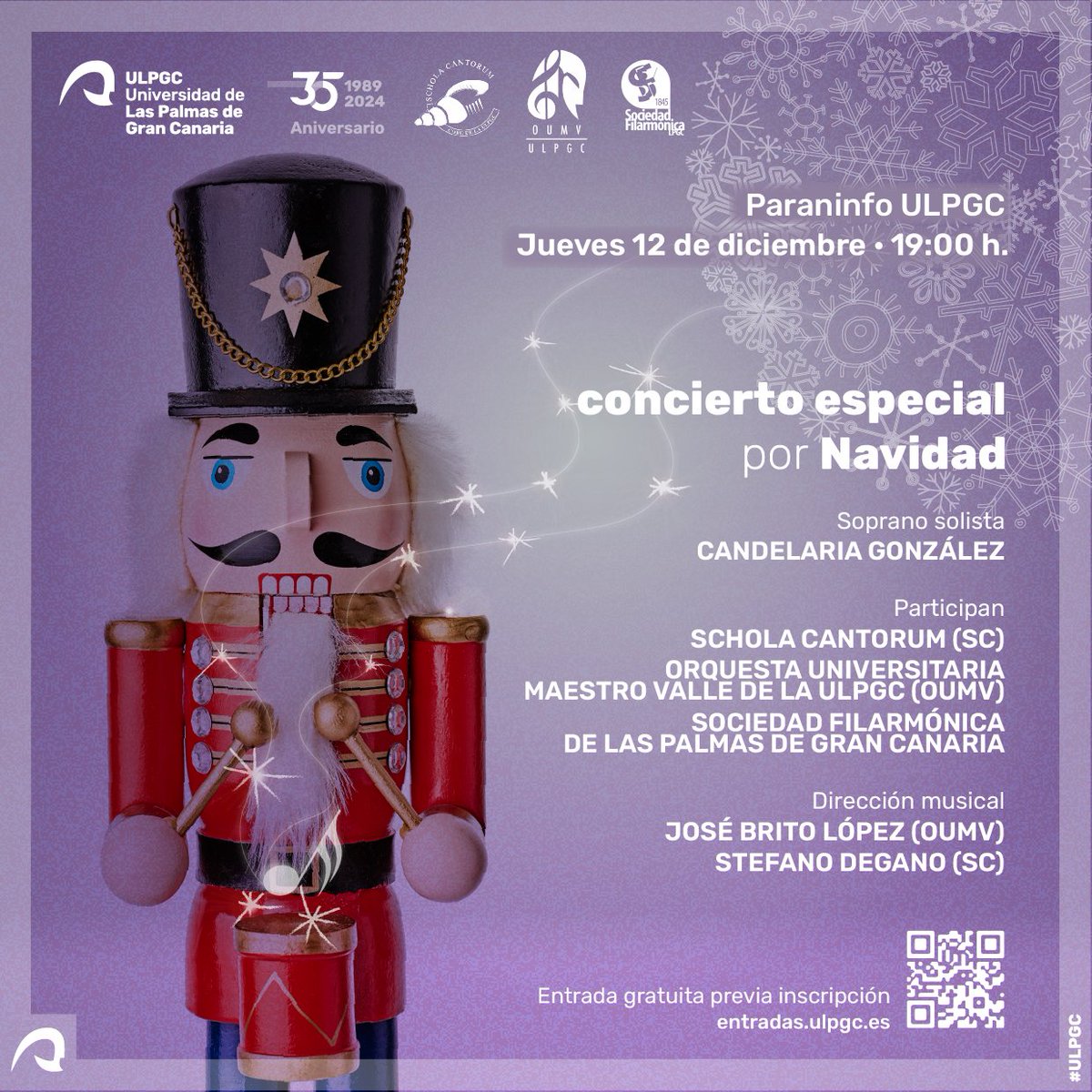 sflpgc's tweet photo. 🎄La magnífica soprano tinerfeña Candelaria González (@candelariagonzaleztorres) actuará en el CONCIERTO ESPECIAL DE NAVIDAD:

🎟12 de diciembre de 2024🎟

🏢PARANINFO de la ULPGC🏢

⏰19:00 horas⏰

#canarias #sflpgc #ulpgc #musicaclasica #navidad #conciertonavidad #coral https://t.co/qDgIwY0k3g