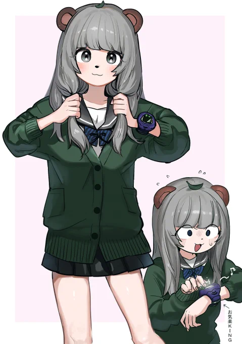 たまに登場するロングヘアぽんぽこさん可愛くて描いた#ぽこあーと 