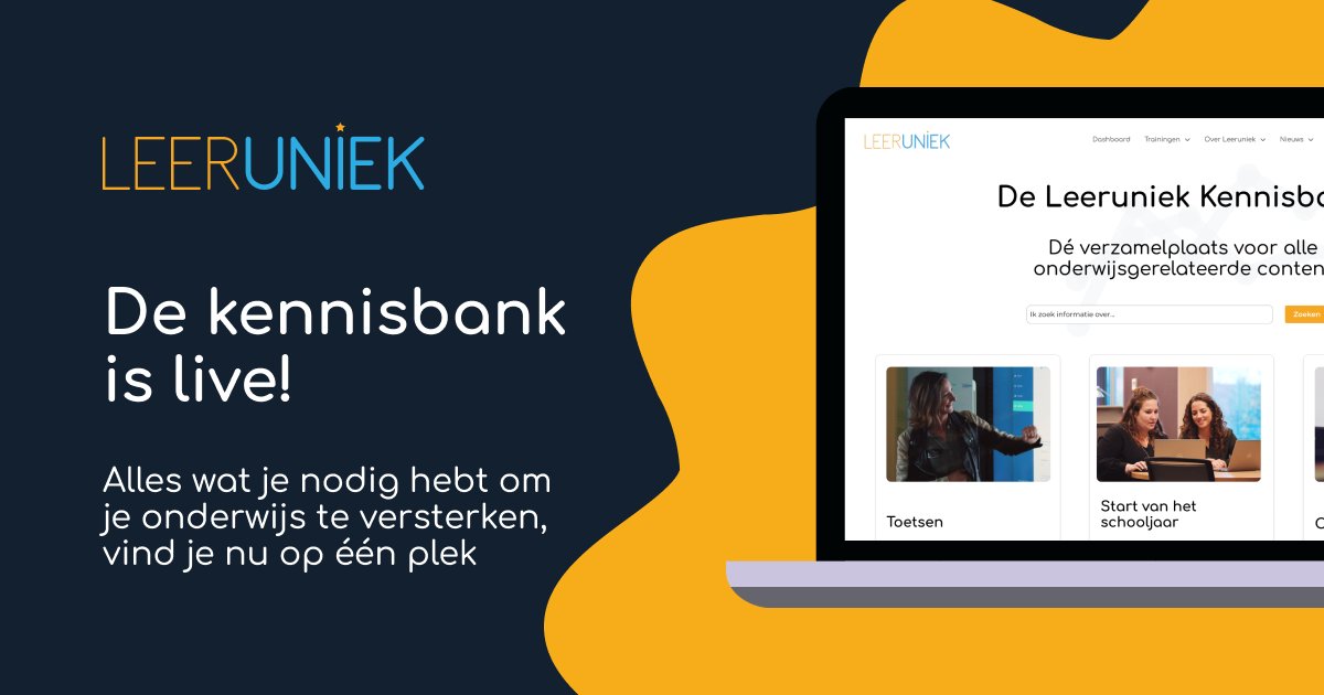 De kennisbank van Leeruniek is nu live!

Ontdek het zelf en ga meteen aan de slag met de informatie die jouw school verder helpt.

Bezoek de kennisbank hier: loom.ly/n6gye0Q

#Kennisbank #Downloads #Handreikingen #Onderwijs #Leeruniek