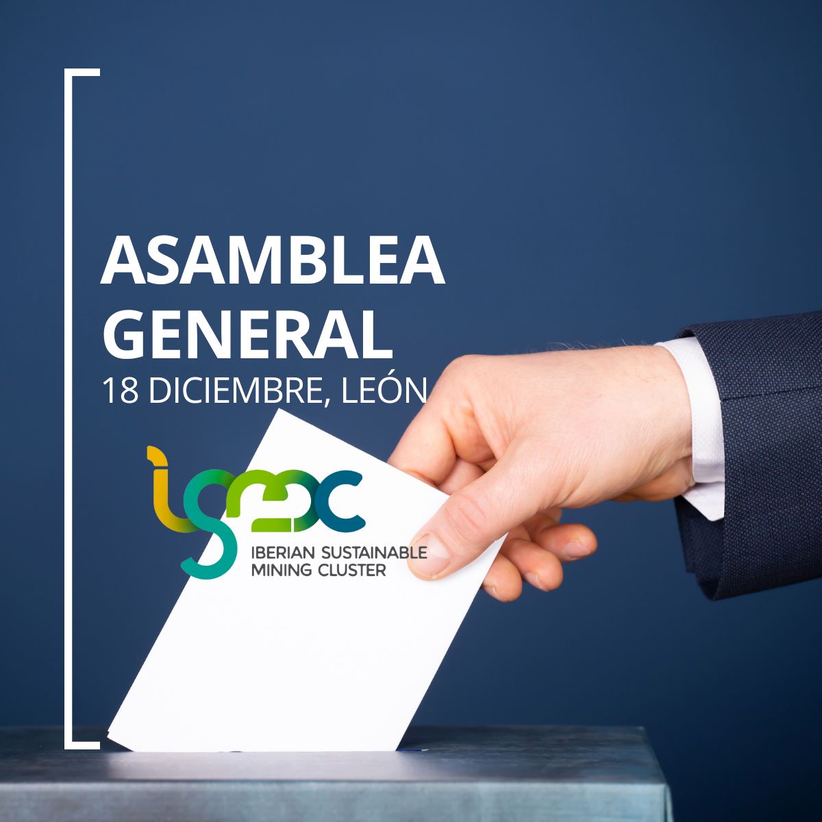 ⬇ ¡Atención, asociados! ⬇
👏 El próximo día 18 de diciembre celebraremos nuestra Asamblea General en el Parque Tecnológico de #León a las 10:30.
¡Recuerda registrar tu participación!
#cluster #ISMC #WeAreCluster #mining #projects #RawMaterials