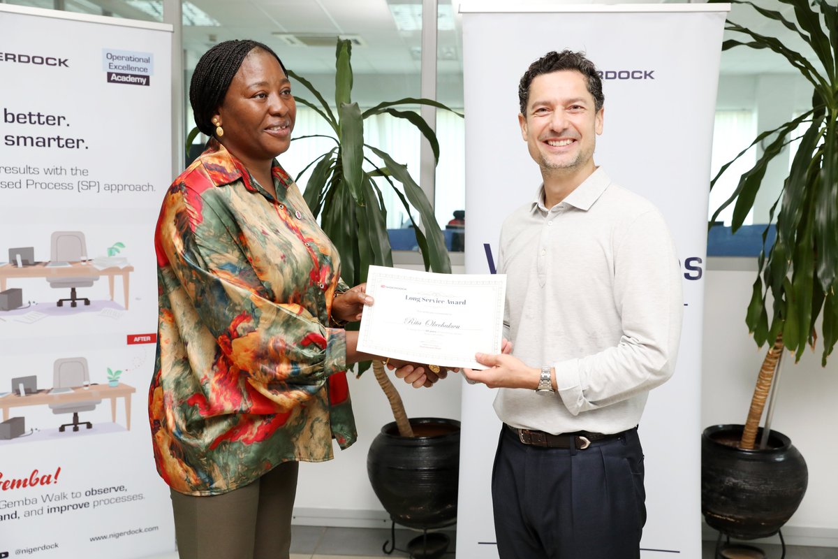 NigerdockFZE's tweet photo. We recently held our annual Long Service Award ceremony to recognise, appreciate, and honour our employees whose dedication and unwavering commitment have been instrumental to our success.

These milestones are a great example of workplace diligence and individual excellence, and a true reflection of Nigerdock’s people-first collaborative culture.

Congratulations to all the recipients!

Click https://t.co/7djy1WMjfR to read more.

#Nigerdock #TeamND #Nigeria #Africa