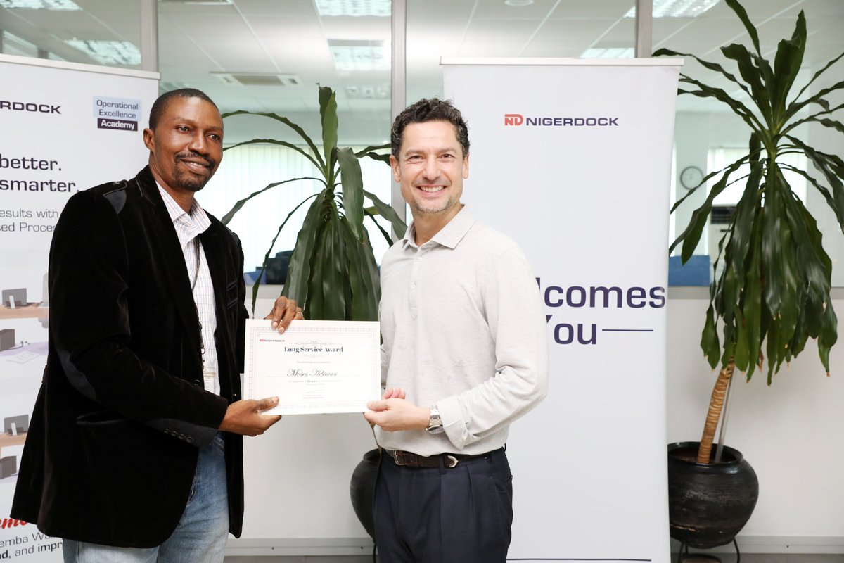 NigerdockFZE's tweet photo. We recently held our annual Long Service Award ceremony to recognise, appreciate, and honour our employees whose dedication and unwavering commitment have been instrumental to our success.

These milestones are a great example of workplace diligence and individual excellence, and a true reflection of Nigerdock’s people-first collaborative culture.

Congratulations to all the recipients!

Click https://t.co/7djy1WMjfR to read more.

#Nigerdock #TeamND #Nigeria #Africa