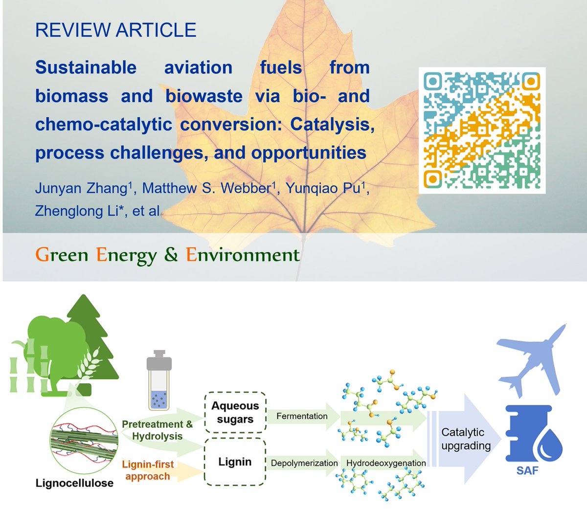 Green Energy & Environment (@gee_journal) on Twitter photo ✨#GEE #review ✨
Sustainable Aviation #Fuels from #Biomass and Biowaste via Bio- and Chemo-Catalytic Conversion: #Catalysis, #Process Challenges, and Opportunities
✉️Zhenglong Li from Zhejiang University <a href="/ZJU_China/">Zhejiang University</a>
doi.org/10.1016/j.gee.… ✨#GEE #review ✨
Sustainable Aviation #Fuels from #Biomass and Biowaste via Bio- and Chemo-Catalytic Conversion: #Catalysis, #Process Challenges, and Opportunities
✉️Zhenglong Li from Zhejiang University <a href="/ZJU_China/">Zhejiang University</a>
doi.org/10.1016/j.gee.…