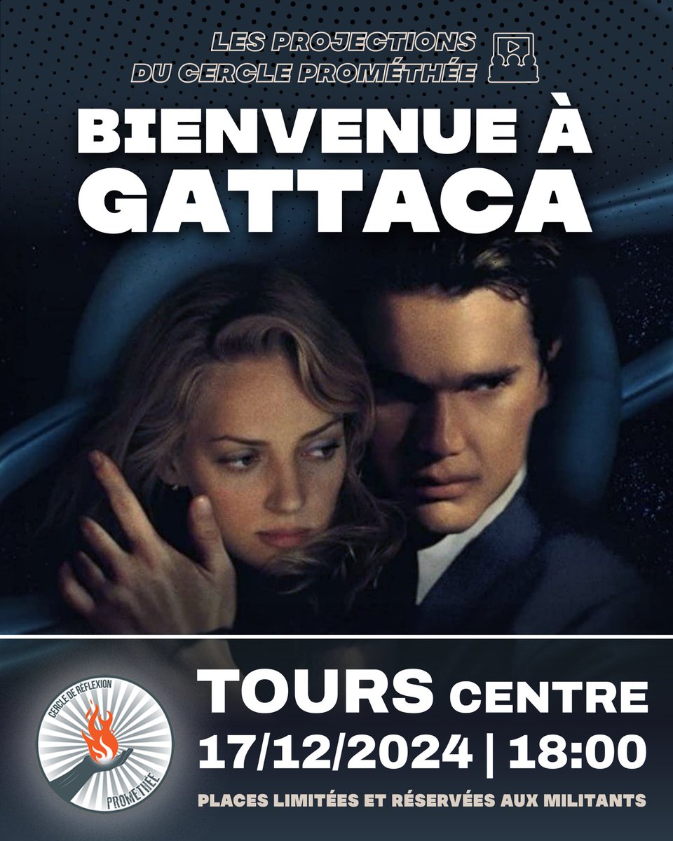 Projection du Cercle Prométhée

🎥Nous vous donnons rendez-vous le 17 décembre pour un atelier ciné-débat autour du film Bienvenue à Gattaca.

🧬Ce sera l’occasion d’aborder des sujets comme la marchandisation du corps et l’eugénisme.