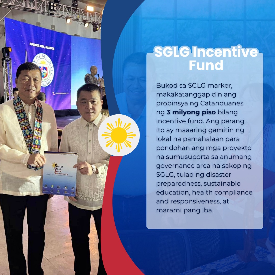 Gov_Boboy's tweet photo. Kasabay nin Catanduanes, nakaresibe man nin parehas na award ang MLGU nin Virac asin Baras.

Bilang awardee, makakaresibe kita kan Incentive Fund na 3 Million Pesos na pwedeng ma-alokar sa mga programa nin probinsya.

Ini, satuyang alay sa Diyos asin sa mga Catandunganon. Mabalos https://t.co/q1dDAgHfpq