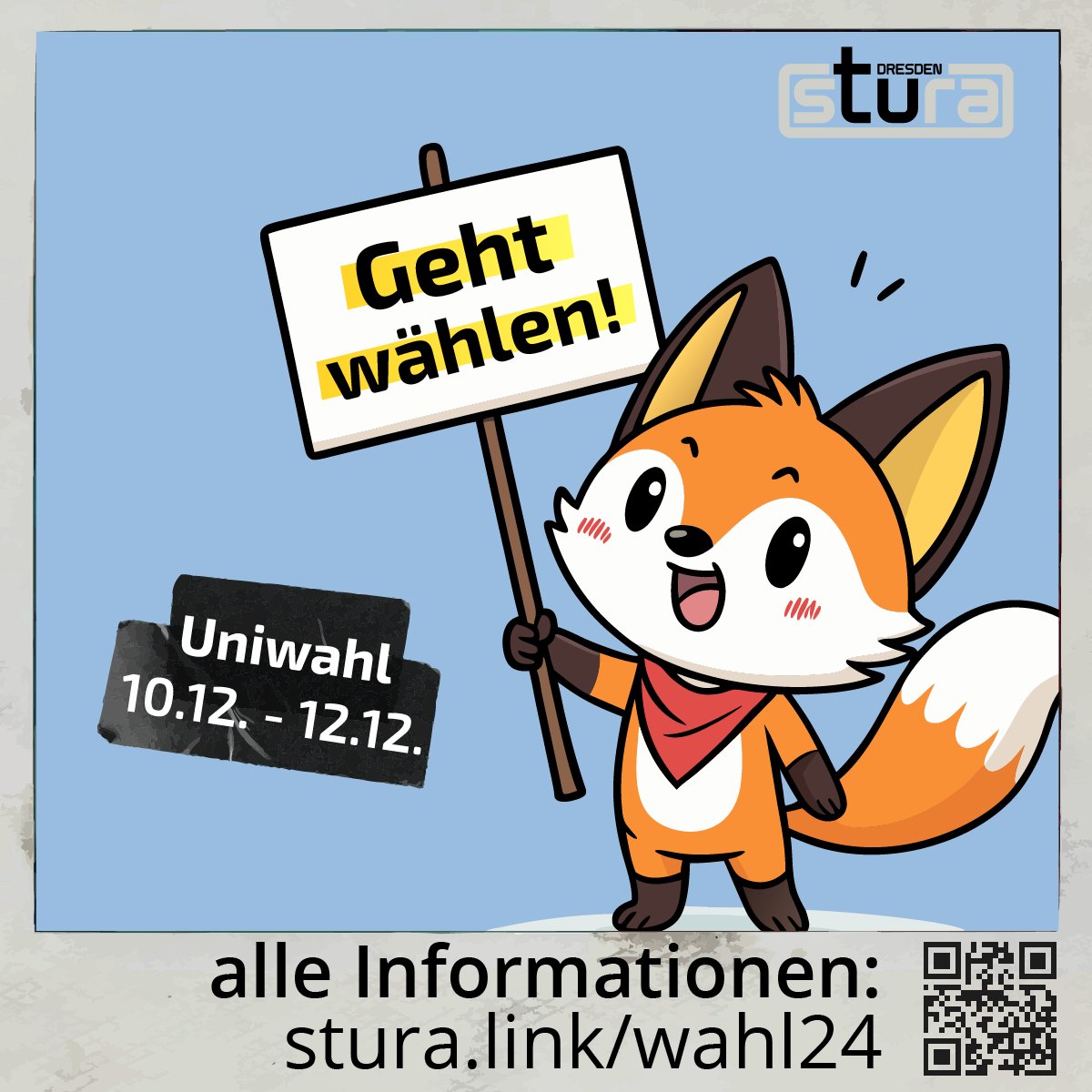 Von heute bis Donnerstag sind wieder Uniwahlen. 🗳 Gewählt werden Fakultäts-, Fachschafts- und Bereichsräte sowie der Senat und Gleichstellungsbeauftragte. Wie bei allen Wahlen gilt: eure Stimme zählt. 
Alle wichtigen Infos findet ihr unter stura.link/wahl24.