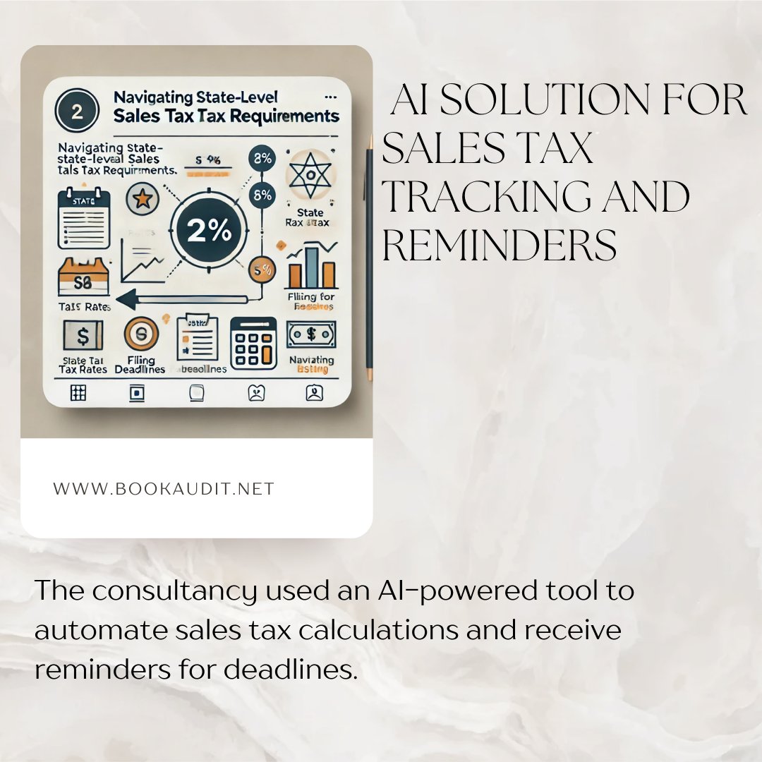 bookaudit's tweet photo. 🏛️ AI Simplifies Tax Compliance for Consultancies 🏛️
Discover how a boutique firm used AI to automate sales tax, track state laws, and focus on clients while avoiding penalties.
#TaxCompliance #AIDrivenSolutions #EfficientOperations #StayCompliant #BusinessGrowth https://t.co/neX1nJ5R4o