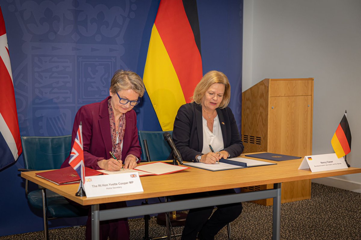 Yvette Cooper (@yvettecoopermp) on Twitter photo For too long criminal smuggler gangs have undermined our border security & put lives at risk.
They cannot be allowed to get away with it.
I’ve signed a major new Joint Action Plan with Germany’s <a href="/NancyFaeser/">Nancy Faeser</a> to pursue people-smugglers & their supply chains and save lives. For too long criminal smuggler gangs have undermined our border security & put lives at risk.
They cannot be allowed to get away with it.
I’ve signed a major new Joint Action Plan with Germany’s <a href="/NancyFaeser/">Nancy Faeser</a> to pursue people-smugglers & their supply chains and save lives.